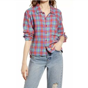 NWT BP Nordstrom High/low Flannel Button Up